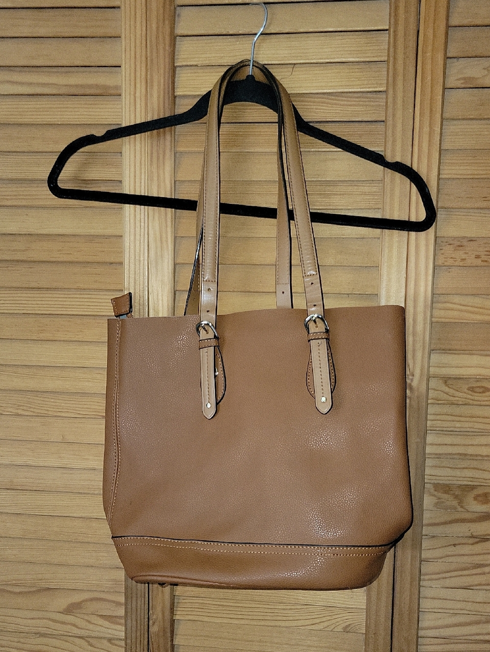 Genuine Leather Tote Bag w/Removable Snap-In Pouch 2-in-1 Minimalist Work Bag - Picture 3 of 17